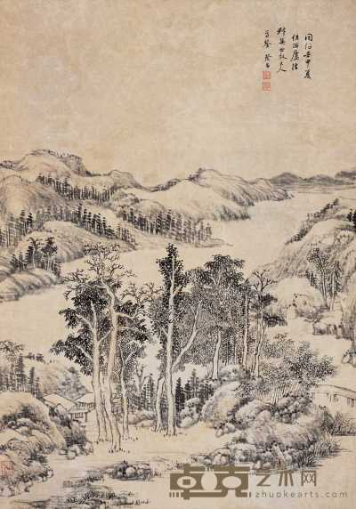 王荫昌 壬申（1872年）作 山水 立轴 72×50cm